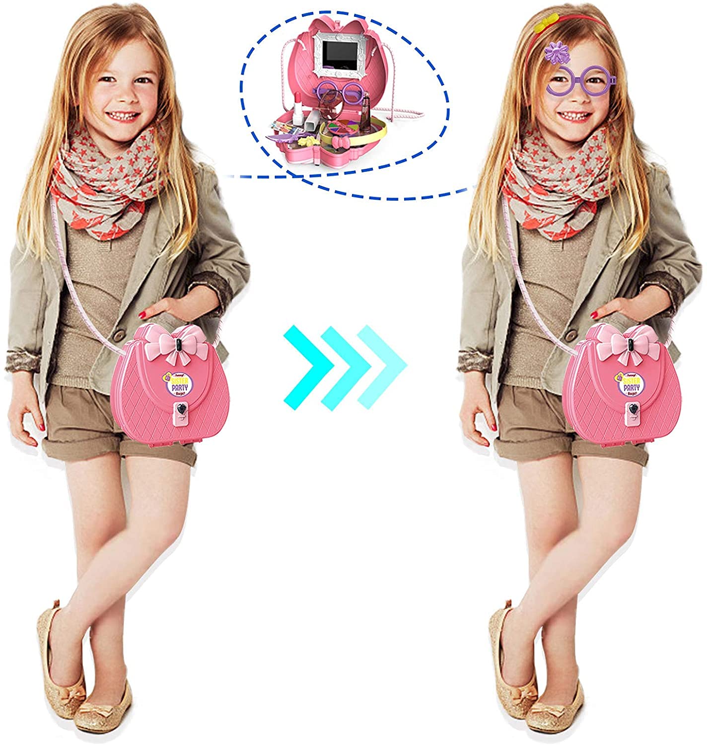 Дитячий косметичний набір Kids Pretend Toy Bag сумка для макіяжу з дзеркалом ∙ Ігровий набір Kids Pretend Toy Bag для дівчат - мініатюра 3