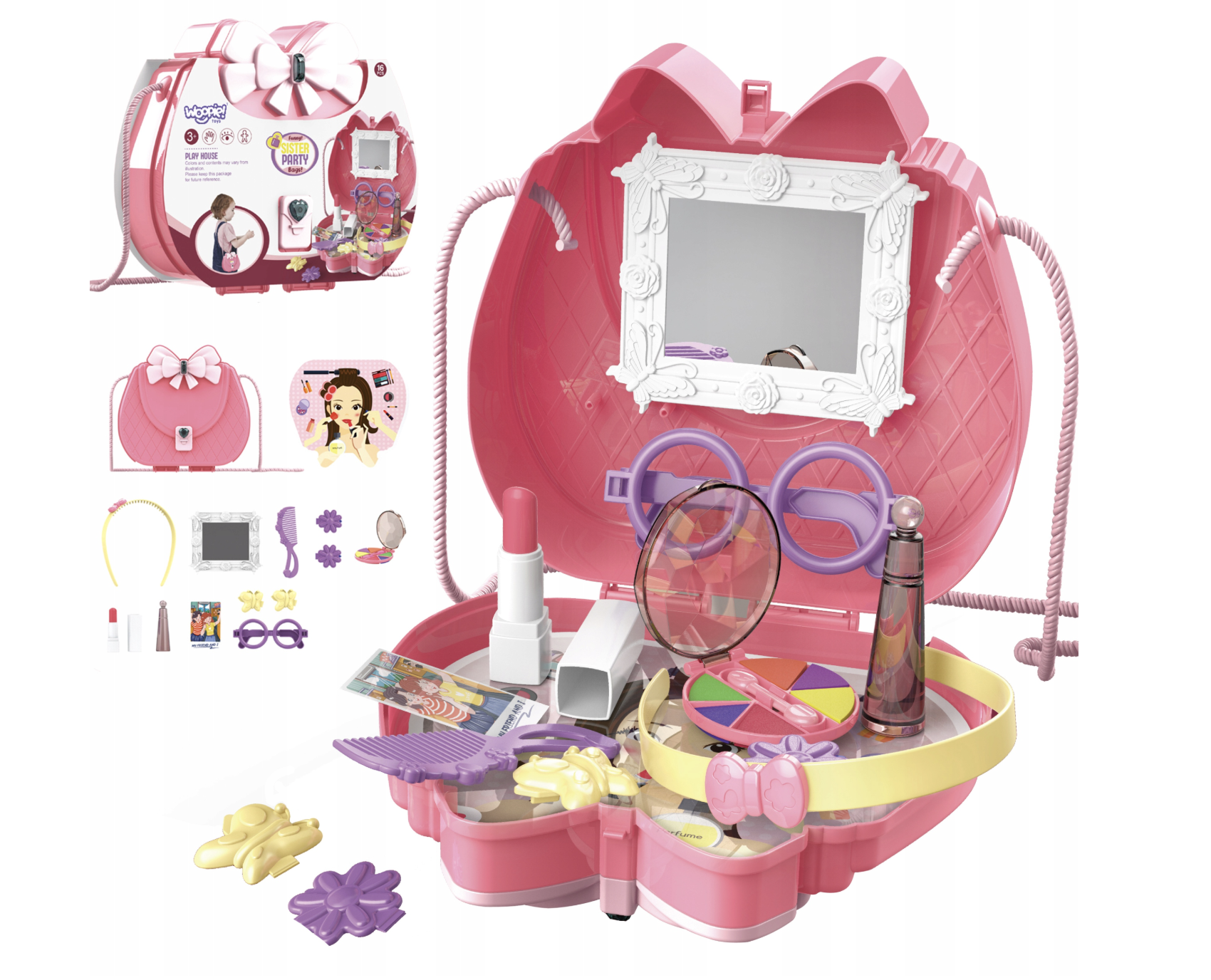 Дитячий косметичний набір Kids Pretend Toy Bag сумка для макіяжу з дзеркалом ∙ Ігровий набір Kids Pretend Toy Bag для дівчат - мініатюра 5