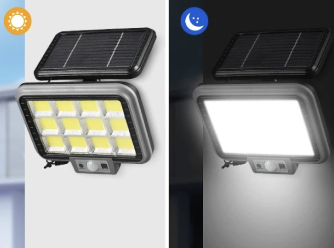Вуличний LED акумуляторний світильник з датчиком руху на сонячній батареї GL-10 COB ∙ Настінний сонячний світильник COB LED GL-10 - мініатюра 2