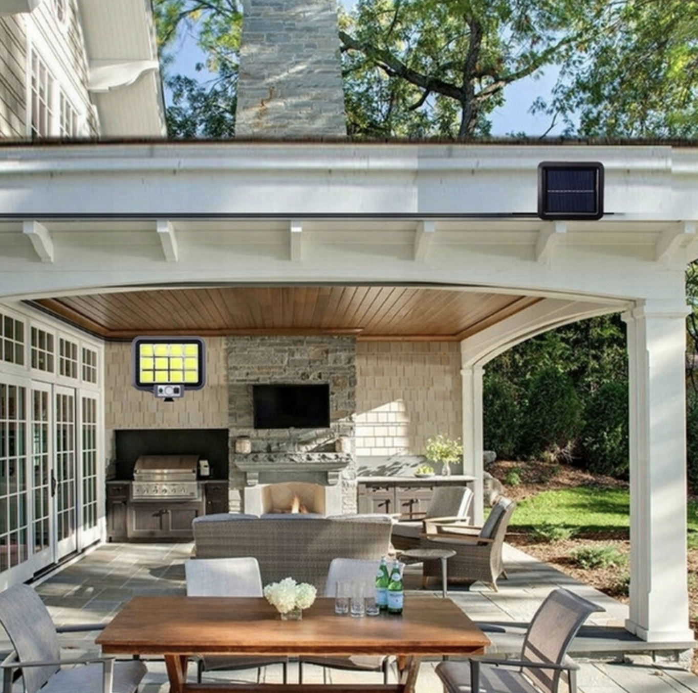 Вуличний LED акумуляторний світильник з датчиком руху на сонячній батареї GL-10 COB ∙ Настінний сонячний світильник COB LED GL-10 - мініатюра 5