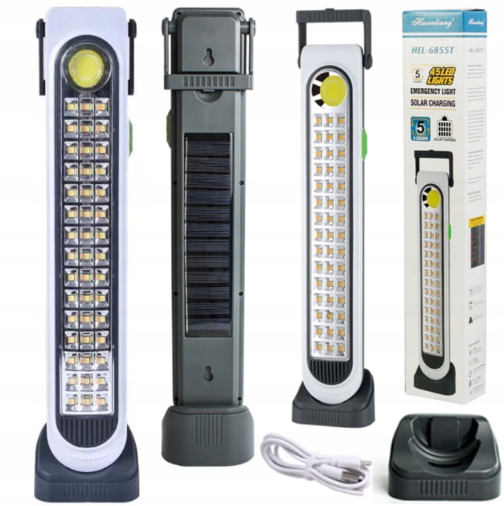 Світлодіодний акумуляторний ліхтар HEL-6855T з сонячною панеллю ∙ Портативний LED-ліхтар для дому та вулиці