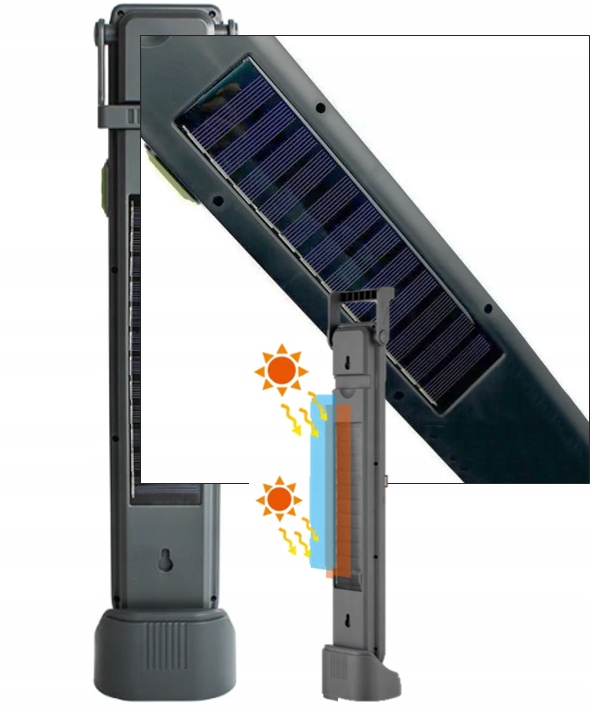 Світлодіодний акумуляторний ліхтар HEL-6855T з сонячною панеллю ∙ Портативний LED-ліхтар для дому та вулиці - мініатюра 2