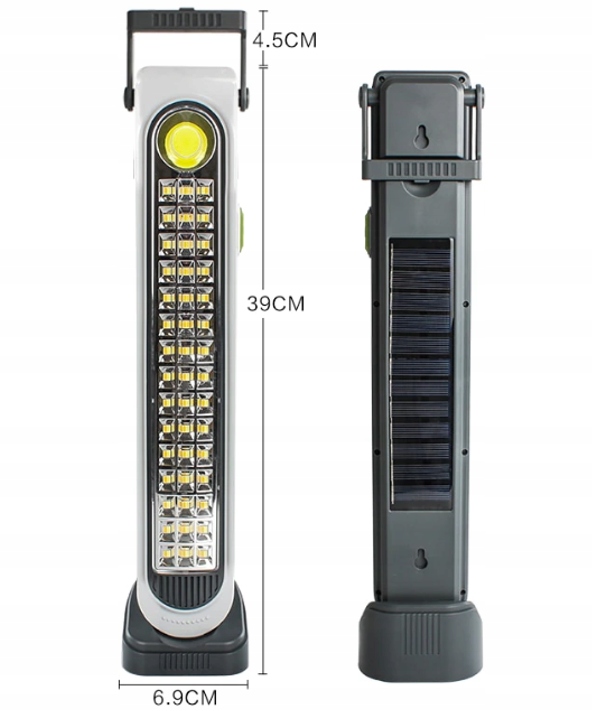 Світлодіодний акумуляторний ліхтар HEL-6855T з сонячною панеллю ∙ Портативний LED-ліхтар для дому та вулиці - мініатюра 6