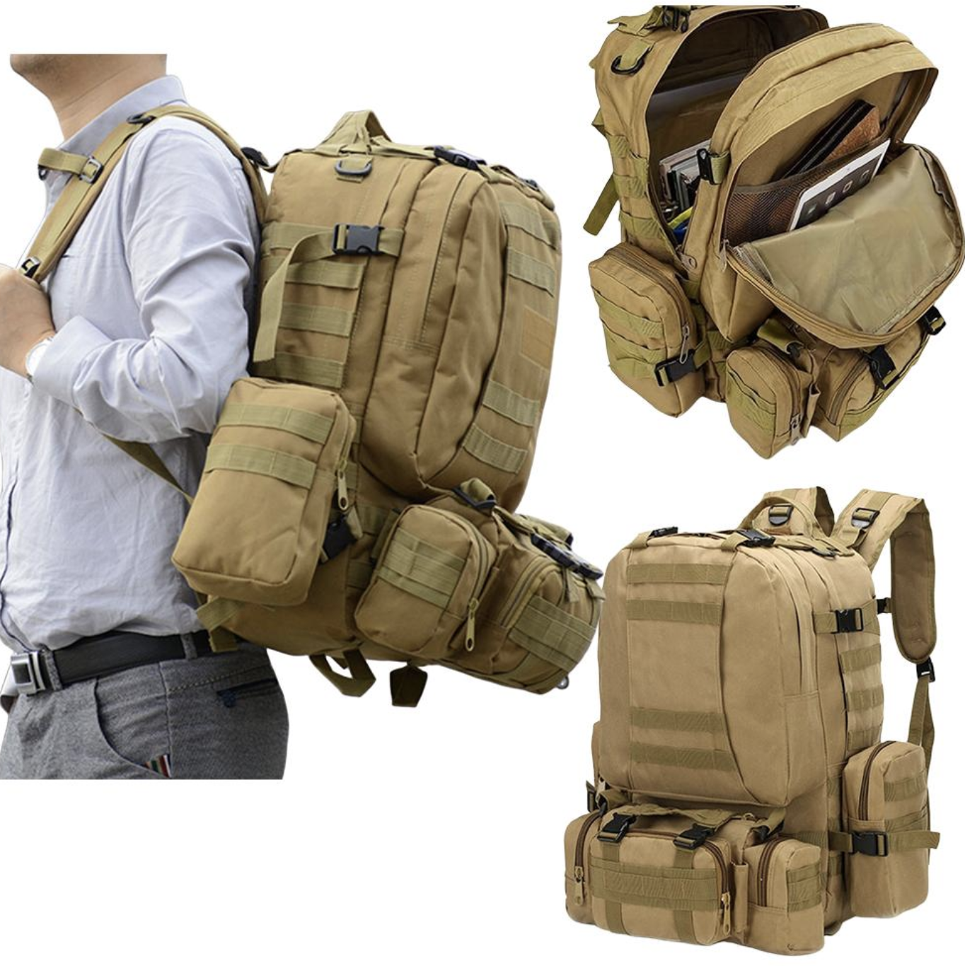 Військовий тактичний рюкзак BGINVEST 51009 52 л ∙ Армійський рюкзак із системою MOLLE для туризму та служби - мініатюра 8