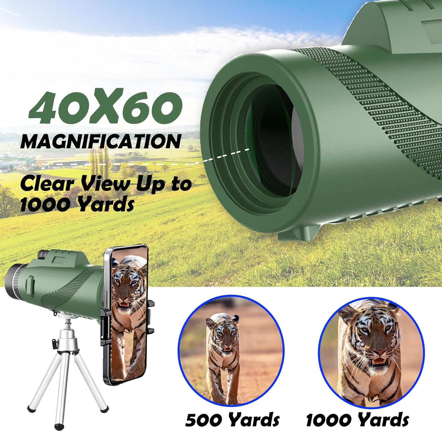 Монокуляр BEDELL 40x60 з чохлом ∙ Компактний монокуляр BEDELL 40x60 для спостережень на природі та в місті - мініатюра 9