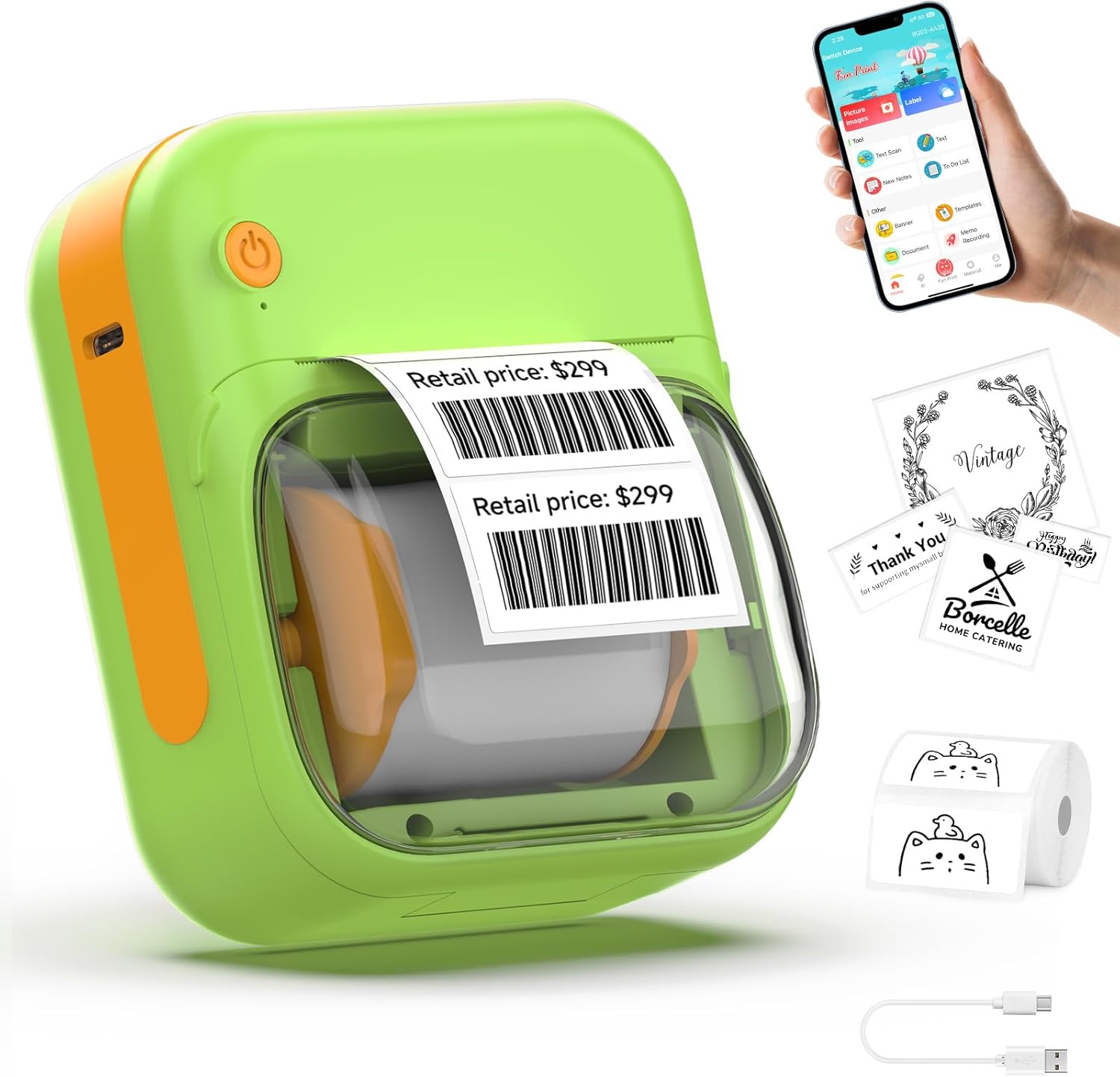 Портативний принтер для наклейок та етикеток B-3 ∙ Міні-принтер для термодруку без чорнил B-3