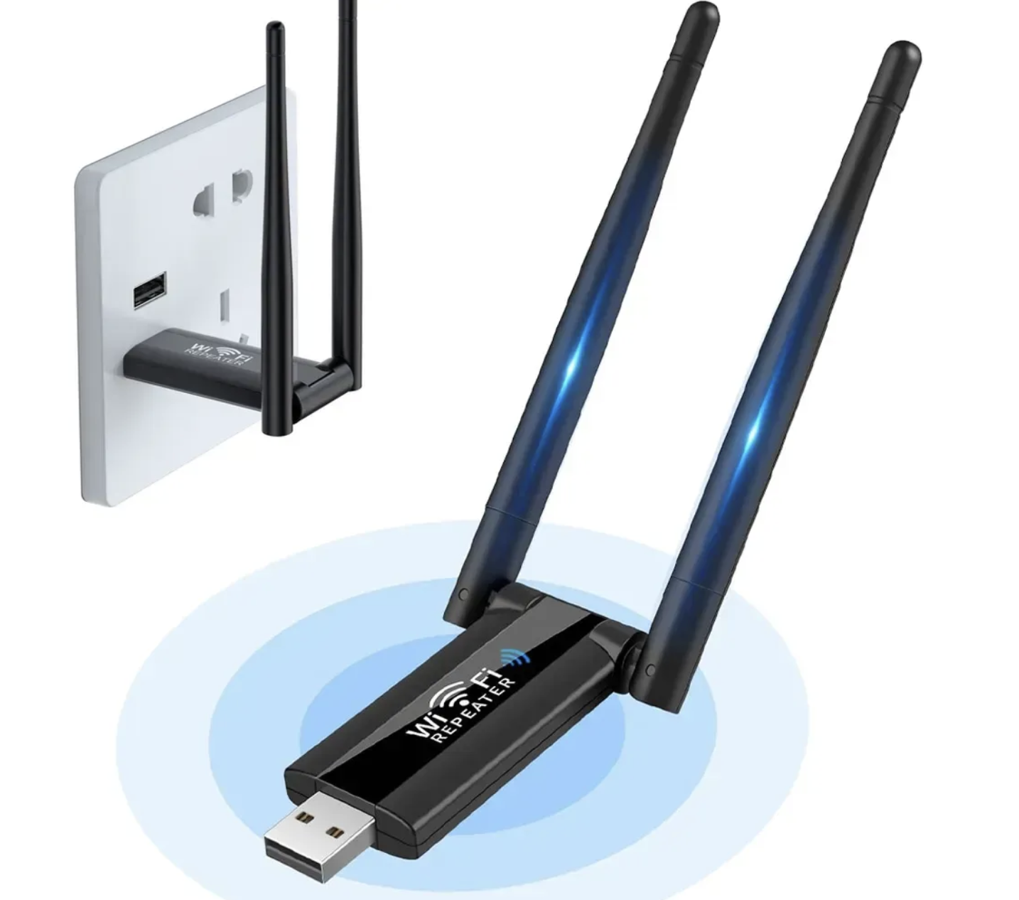 USB ретранслятор / підсилювач Wi-Fi сигналу на 2 антени ∙ Репітер USB Wi-Fi 300 Мбіт - мініатюра 2