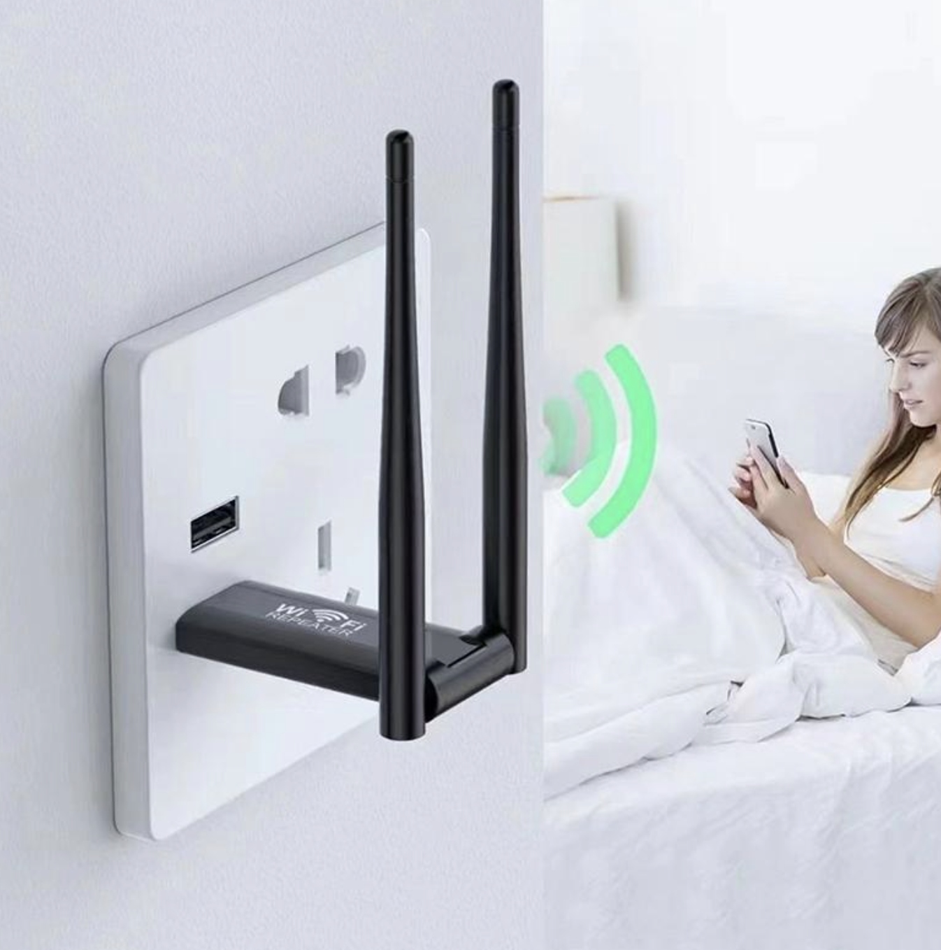 USB ретранслятор / підсилювач Wi-Fi сигналу на 2 антени ∙ Репітер USB Wi-Fi 300 Мбіт - мініатюра 6