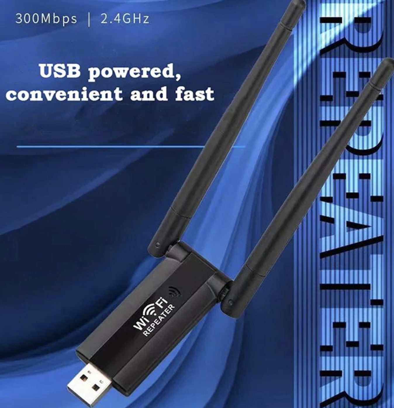 USB ретранслятор / підсилювач Wi-Fi сигналу на 2 антени ∙ Репітер USB Wi-Fi 300 Мбіт - мініатюра 7