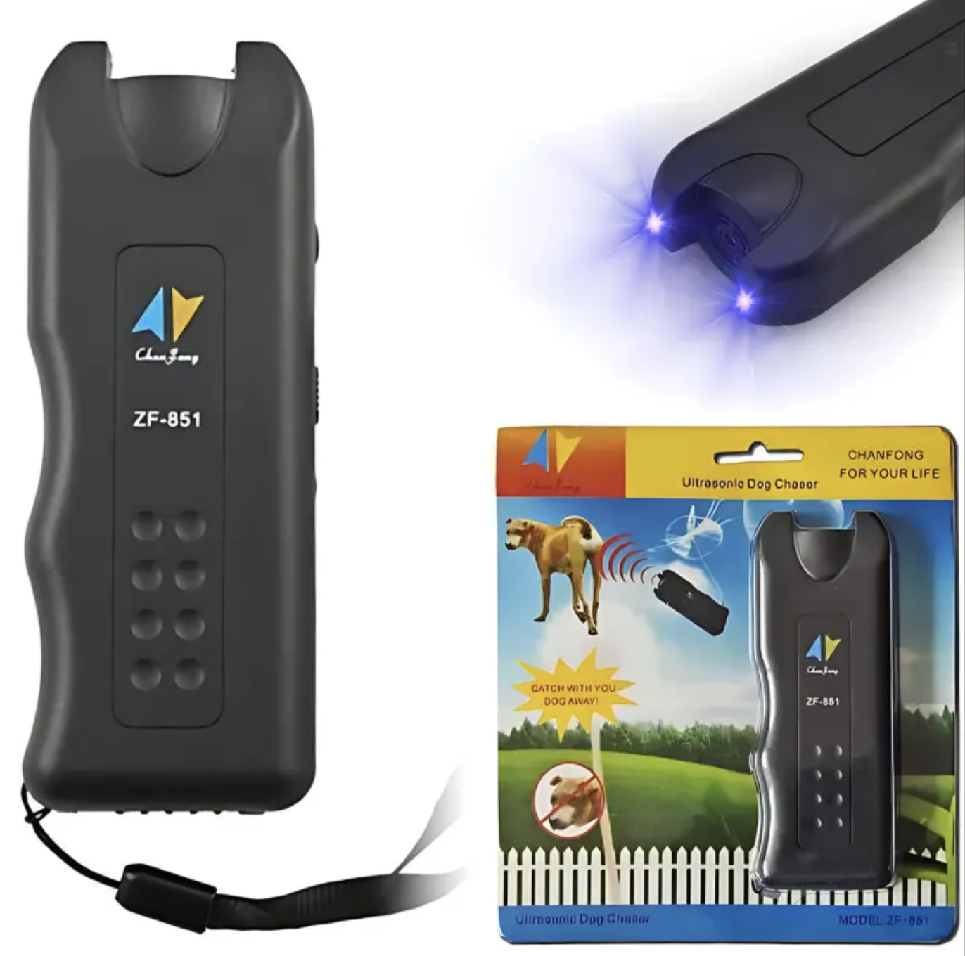 Відлякувач собак Ultrasonic Dog Reppeler ZF-851 з ліхтариком ∙ Ультразвуковий відлякувач собак ZF-851 з ліхтариком і лазерним покажчиком - мініатюра 4