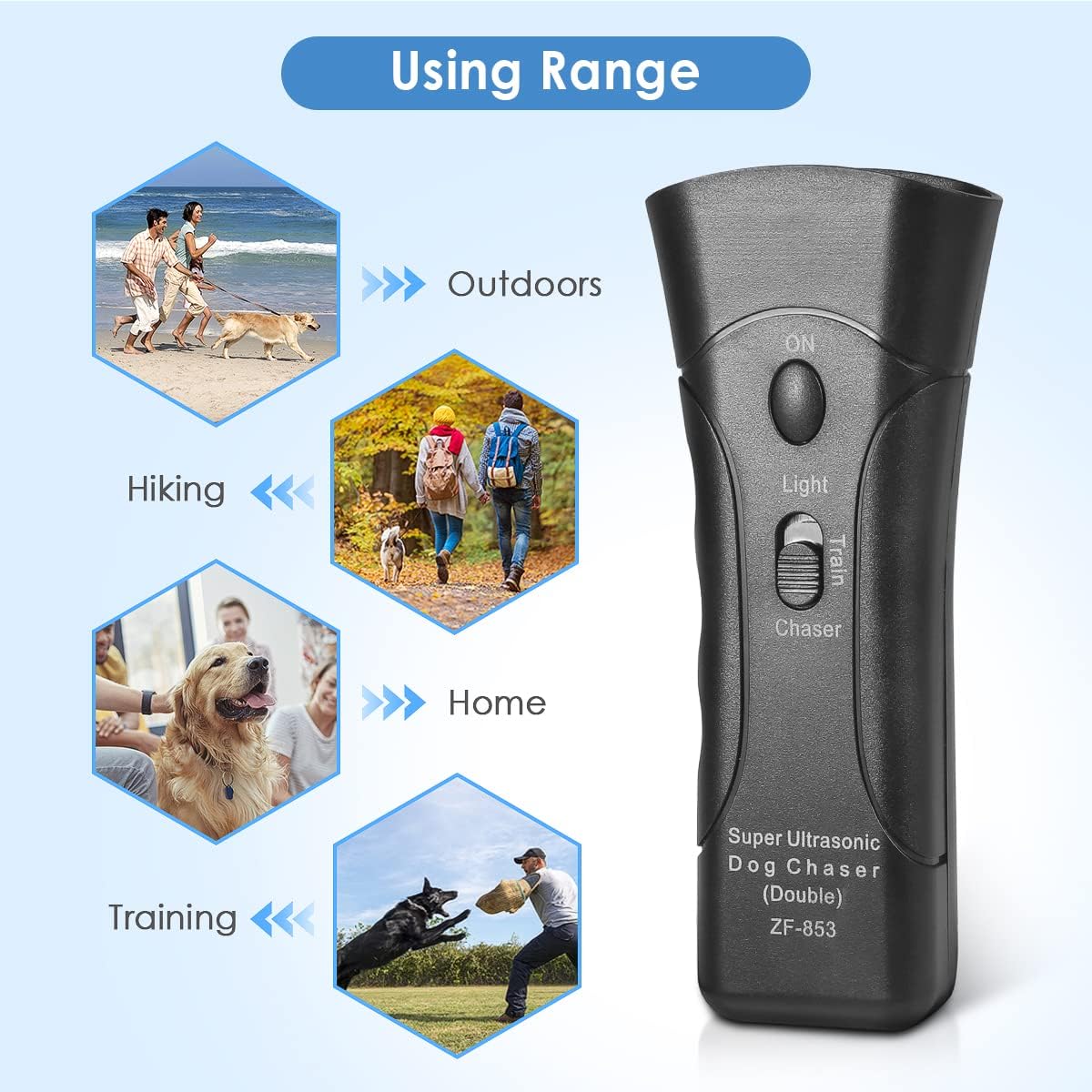Відлякувач собак ZF853E/5039 Super Ultrasonic Dog Chaser і ліхтар ∙ Універсальний ультразвуковий відлякувач ZF853E/5039 - мініатюра 6
