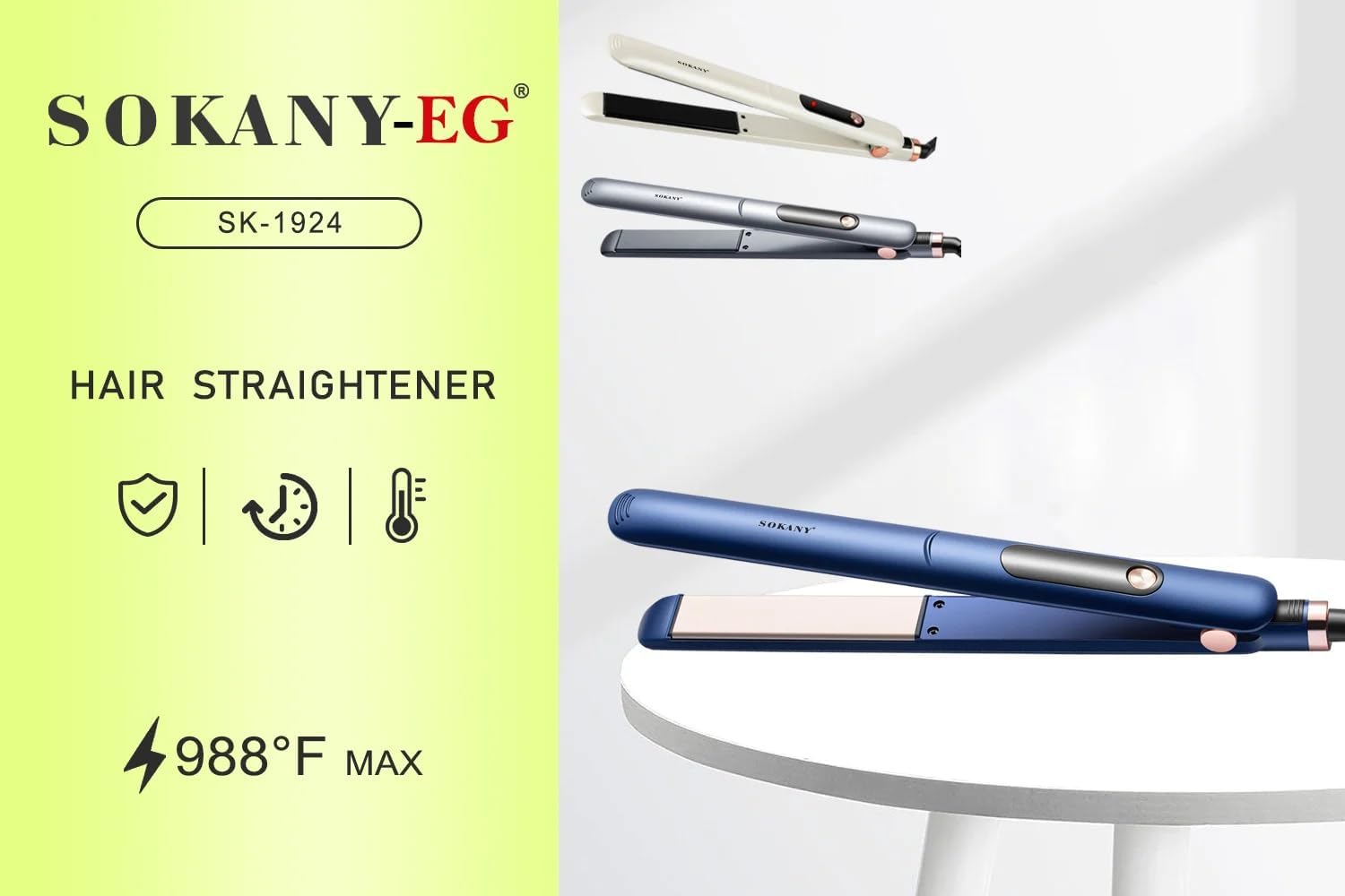 Енергозберігаючий утюжок SOKANY SK-1924 з керамічним покриттям ∙ Випрямляч для гладкого волосся SOKANY SK-1924 - мініатюра 4