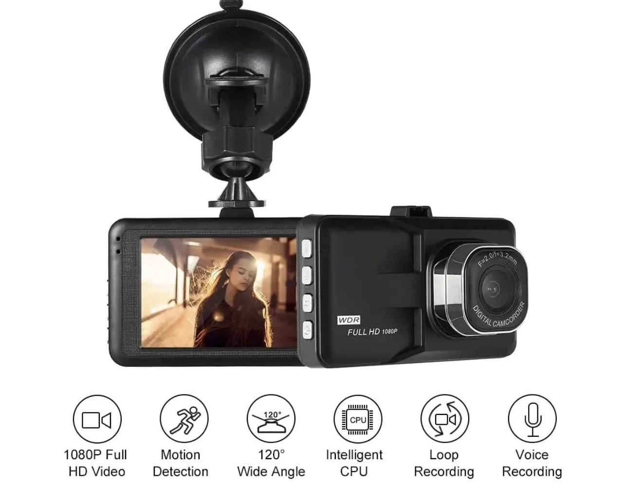 Автомобільний відеореєстратор Car Camera XL-5557 з сенсорним екраном ∙ Відеореєстратор для авто Q06 T626-2 з Full HD записом - мініатюра 7