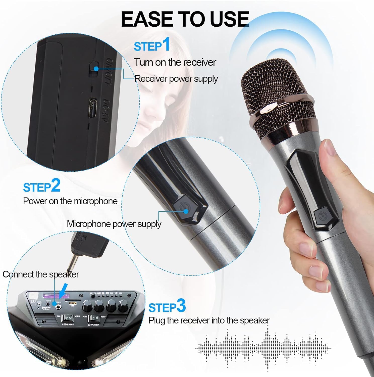 Бездротовий мікрофон UHF TTD-M10 ∙ Караоке-система UHF TTD-M10 на один мікрофон - мініатюра 6