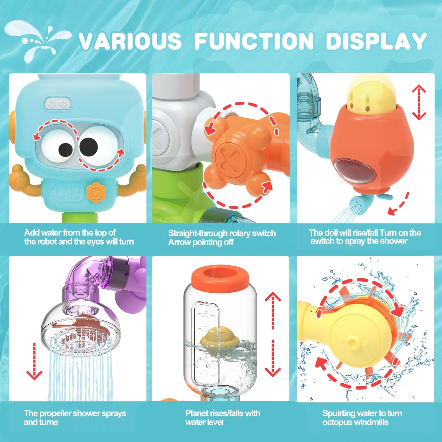 Іграшка для ванни Ingbaby Робот Водний фонтан 21 деталь ∙ Водна Ingbaby Робот іграшка-фонтан для купання - мініатюра 3