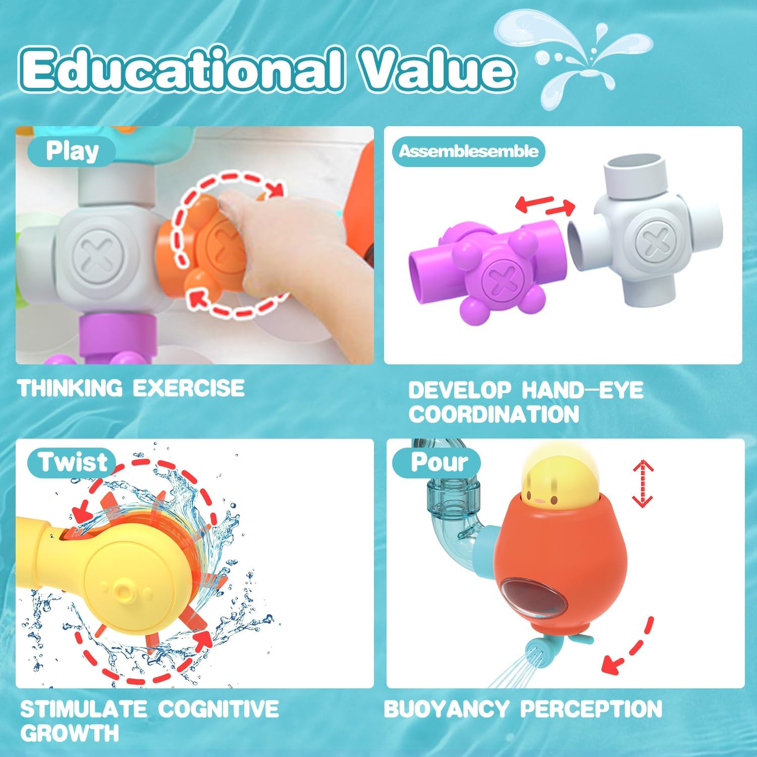 Іграшка для ванни Ingbaby Робот Водний фонтан 21 деталь ∙ Водна Ingbaby Робот іграшка-фонтан для купання - мініатюра 6