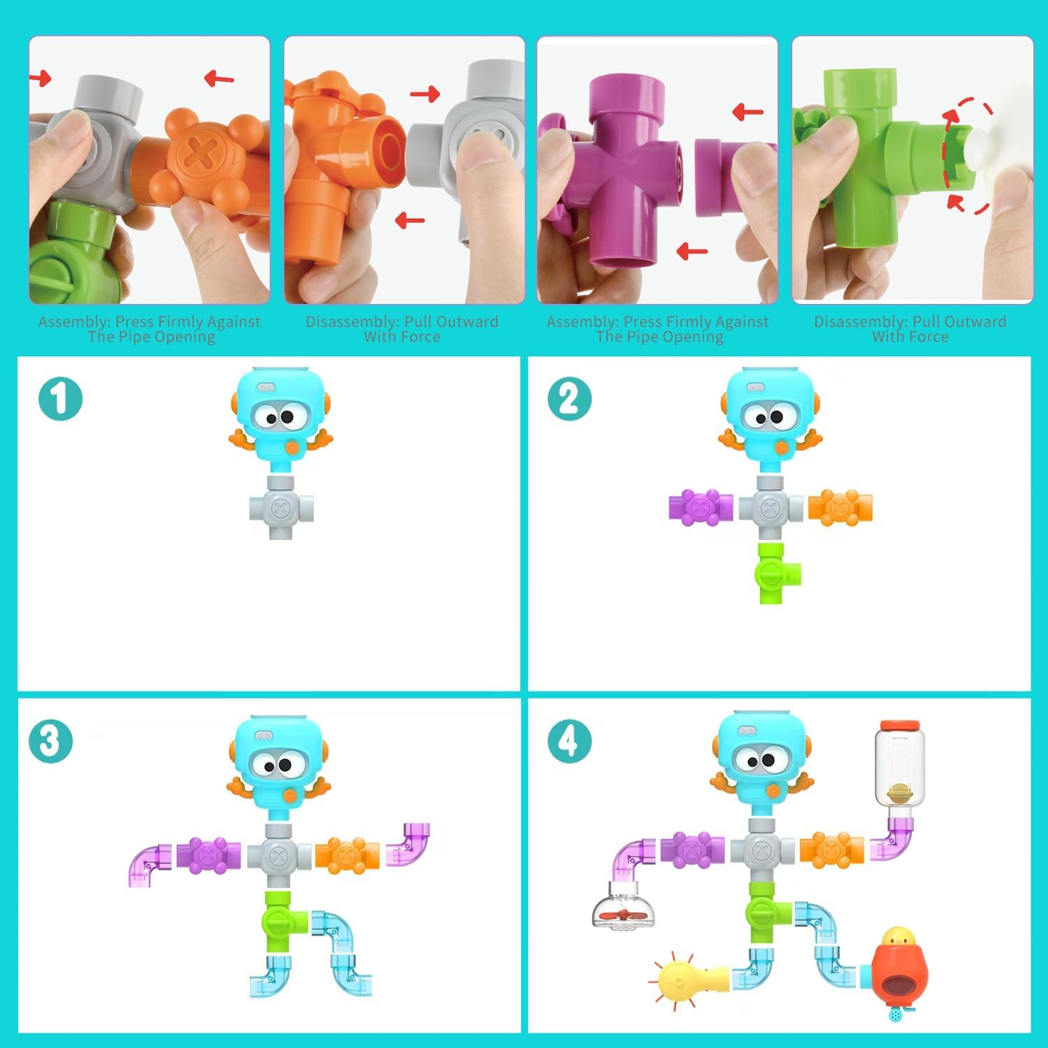 Іграшка для ванни Ingbaby Робот Водний фонтан 21 деталь ∙ Водна Ingbaby Робот іграшка-фонтан для купання - мініатюра 7