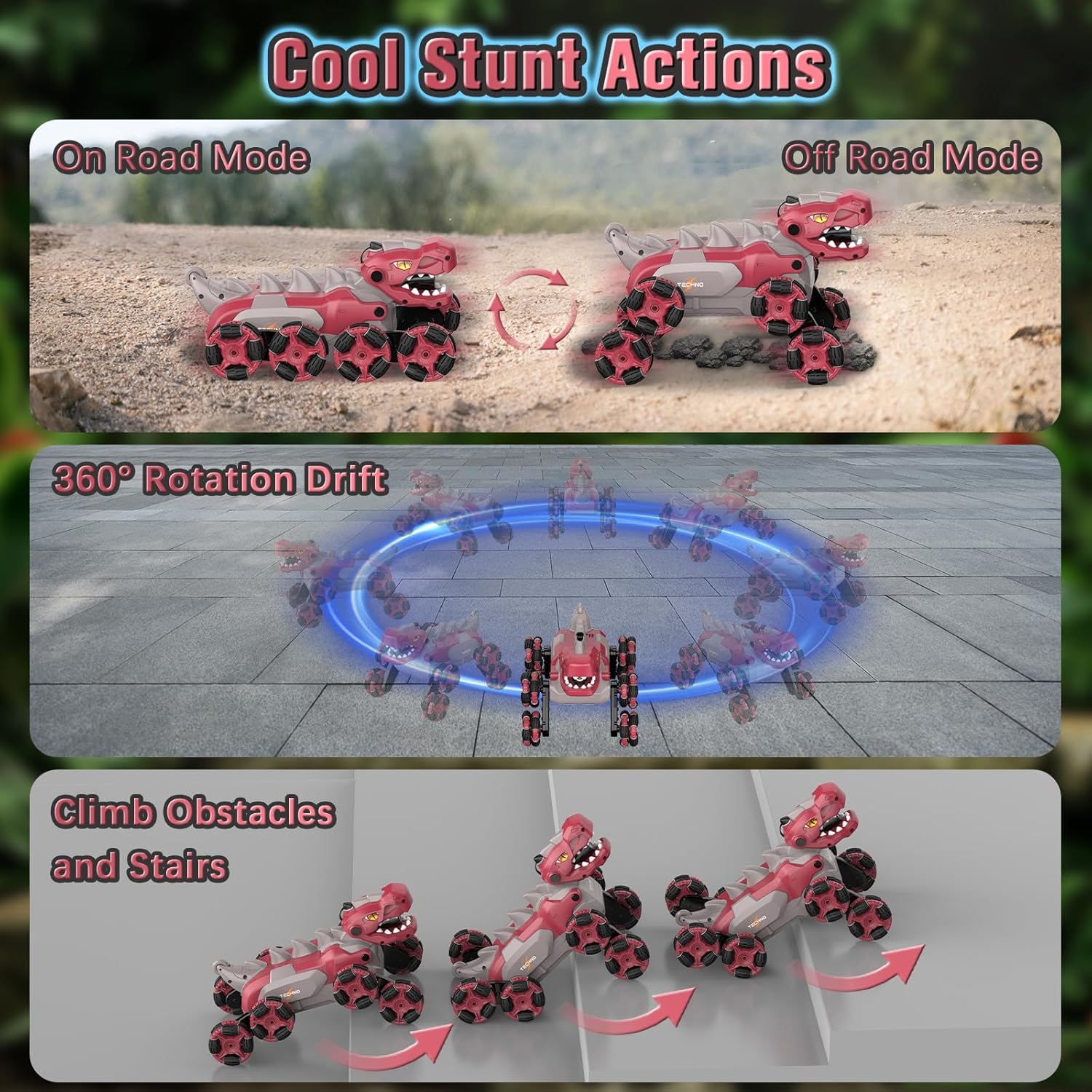 Іграшка на радіокеруванні трюковий 8-колісний робот Динозавр 2209 ∙ Машинка на радіокеруванні Динозавр 2209 A-Toys - мініатюра 4