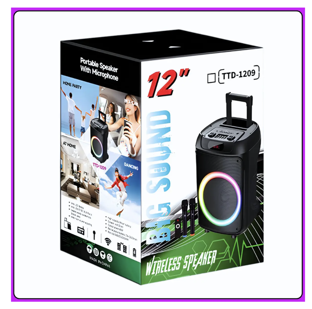 Колонка Bluetooth Wireless Speaker TTD-1209 з мікрофонами і пультом ДУ ∙ Портативна TTD-1209 Bluetooth колонка 12" - мініатюра 3