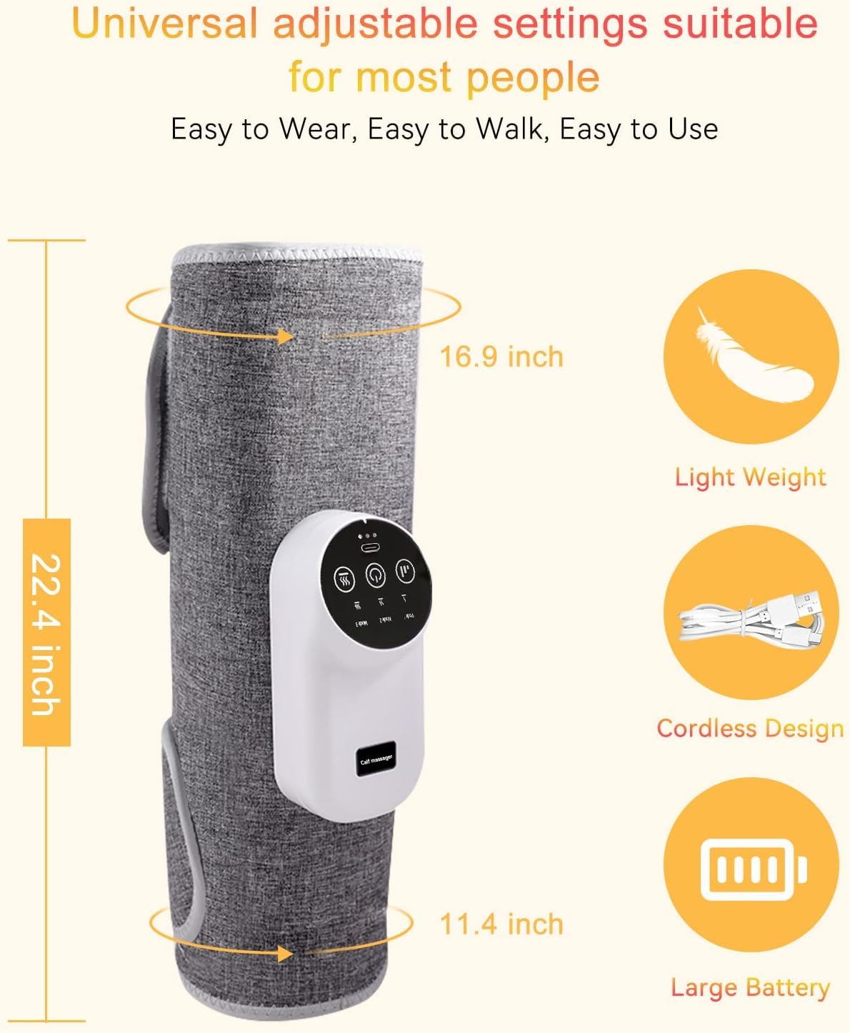 Масажер для ніг PORTABLE CALF MASSAGER MD062 ∙ Розслаблюючий масажер для ніг MD062 - мініатюра 9