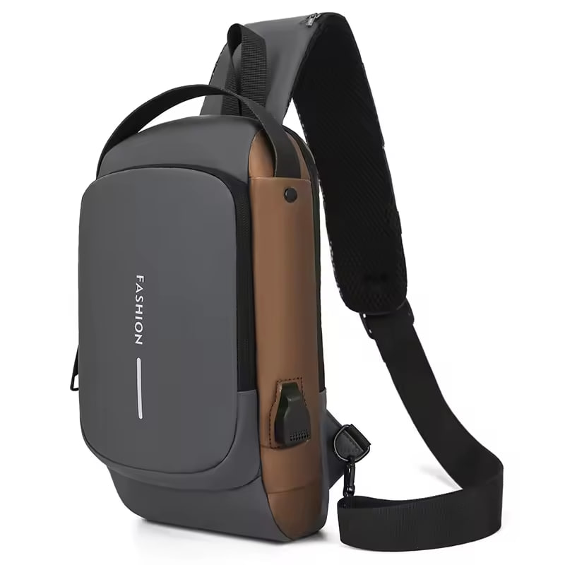 Нагрудна сумка-слінг SlaviKo із кодовим замком та USB портом • Сумка нагрудна з протиугінним замком з паролем