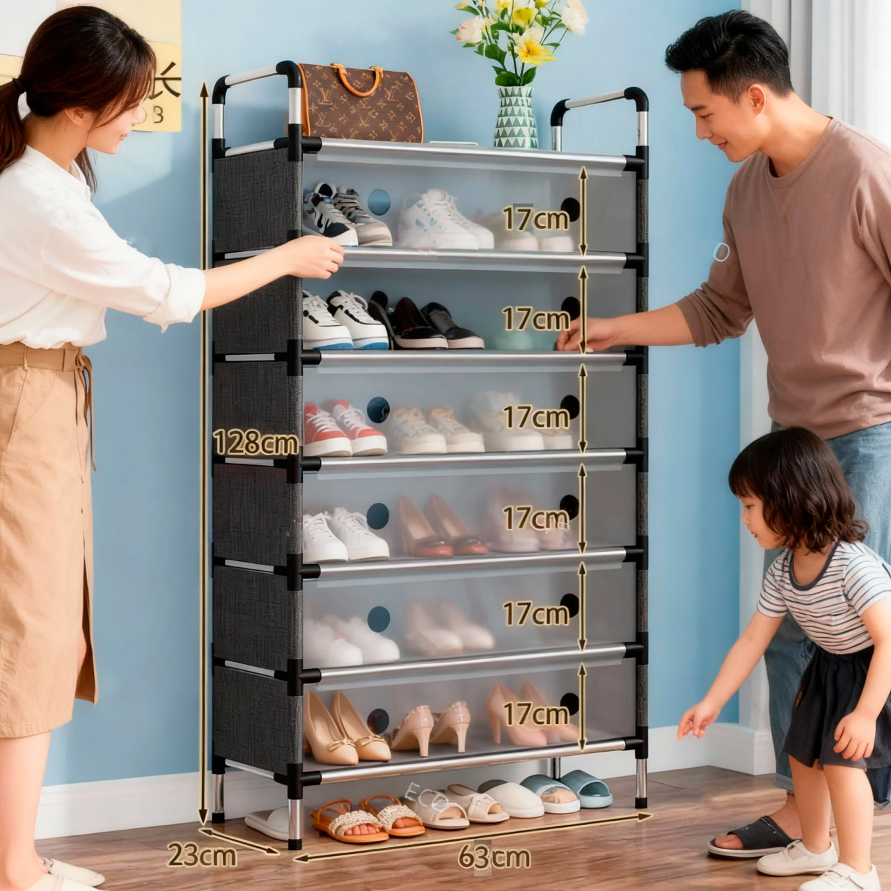 Обувниця для передпокою Схована Обувь Shoe Rack LY-1038 з 7 полицями ∙ Схована обувниця LY-1038 - мініатюра 5