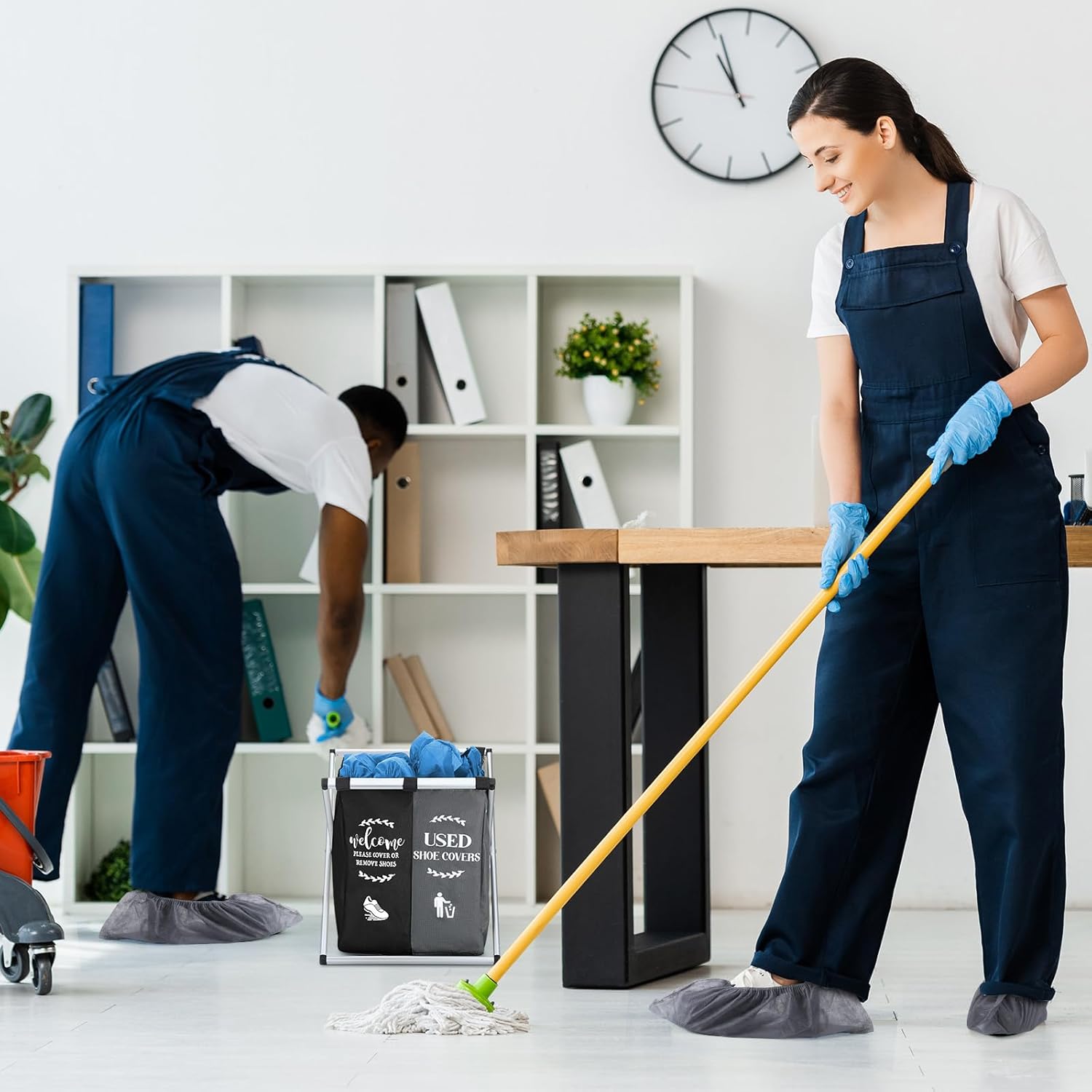 Корзина для взуття складна з 2 відсіками ∙ Чорно-біла універсальна корзина для взуття - мініатюра 4