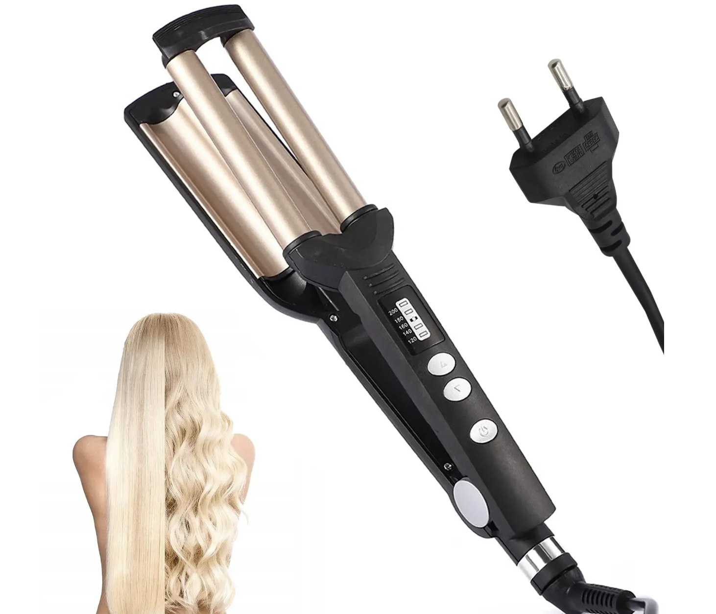 Потрійна плойка DT-2021 для створення чарівних хвиль і стильних локонів ∙ Плойка DT-2021 для великих локонів