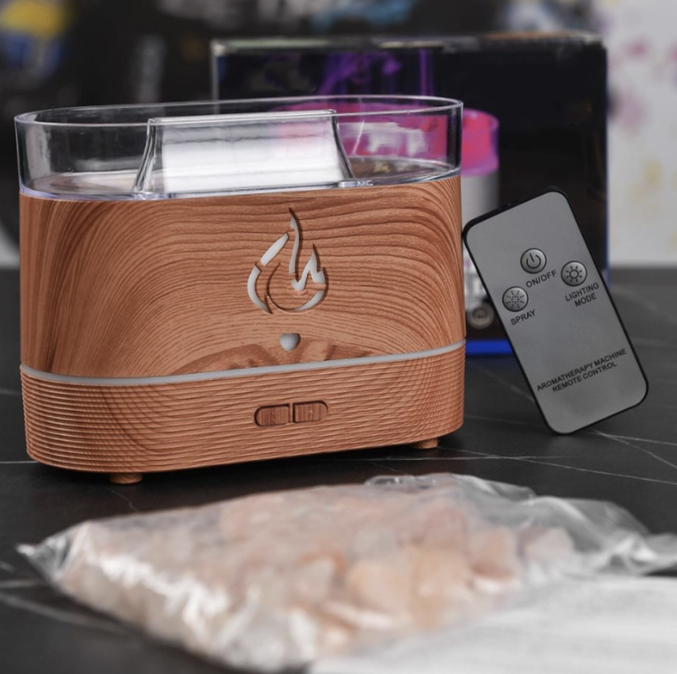 Зволожувач повітря з камінням Aroma Diffuser UV-1/FT-1928 з функцією зволоження ∙ Настільна соляна лампа Aroma Diffuser UV-1/FT-1928 - мініатюра 2
