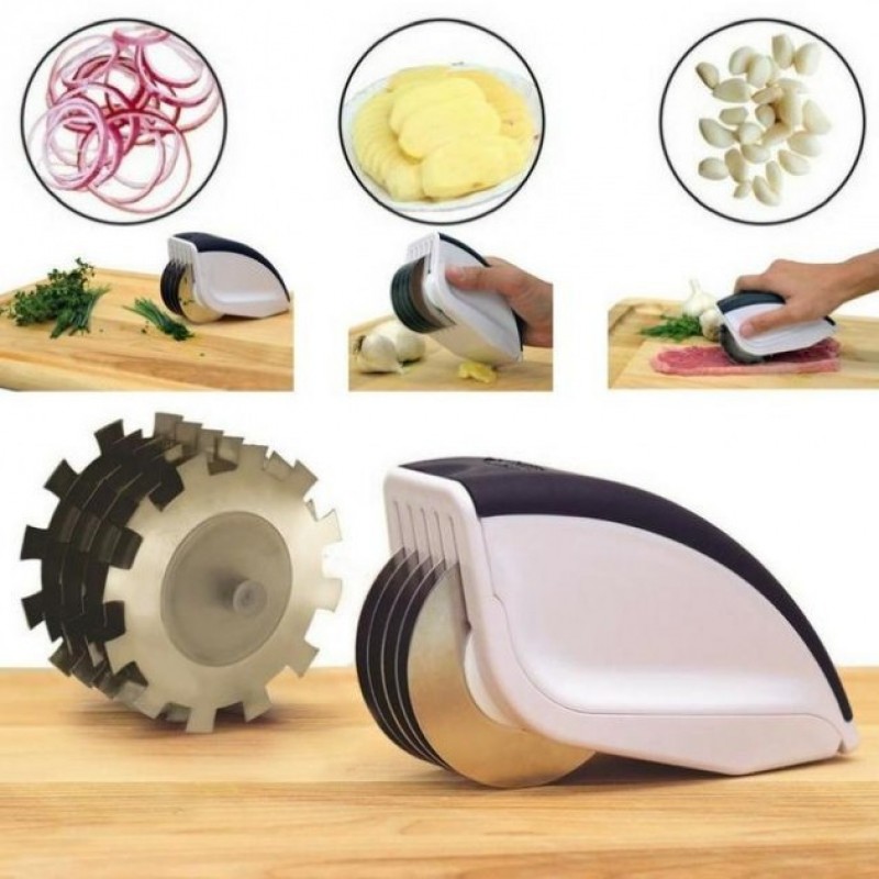 Кухонний ніж-подрібнювач Rolling Mincer W-53 з насадками і пресом для часнику - мініатюра 3