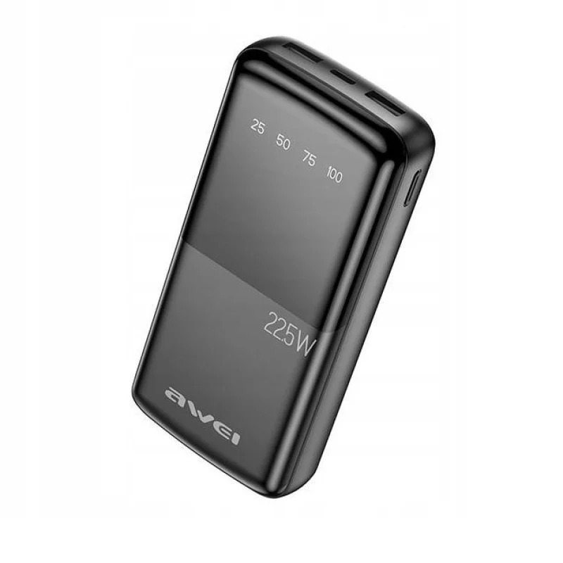 POWER BANK AWEI P13K 20000mAh 22,5W PD QC 3.0 • Павербанк зі швидкою зарядкою Type-C та LED дисплеєм