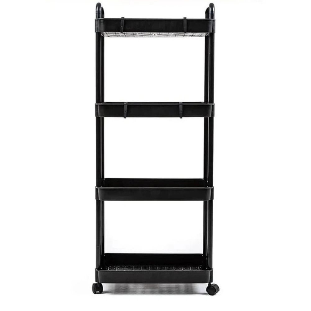Етажерка SKLM-11 на 4 яруси з гачками і коліщатками для кухні, ванної та дому - мініатюра 4