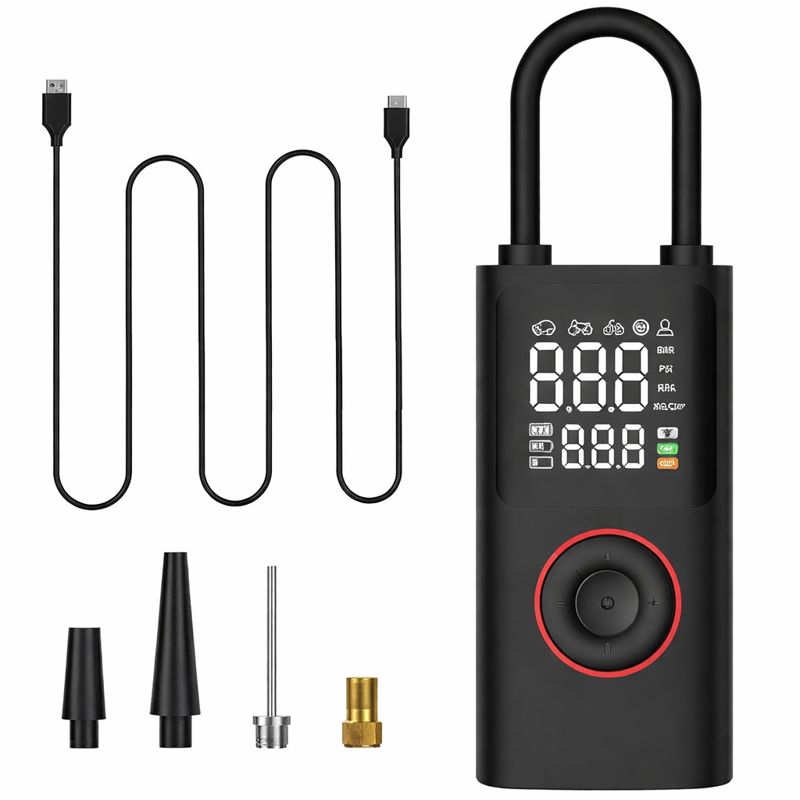 Автомобільний компресор акумуляторний з автовідключенням і Power Bank ATJ-005 • Портативний бездротовий насос із цифровим дисплеєм та LED-ліхтарем