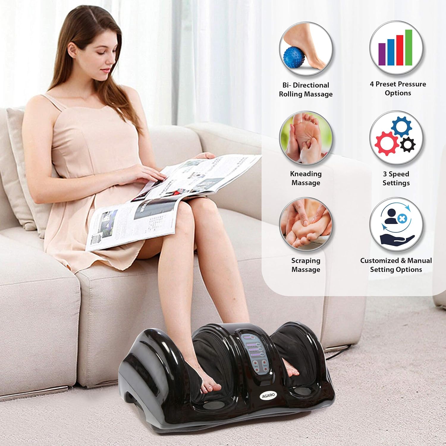 Shiatsu Foot Massager для стоп і литок з роликовим масажем і пультом керування - мініатюра 7