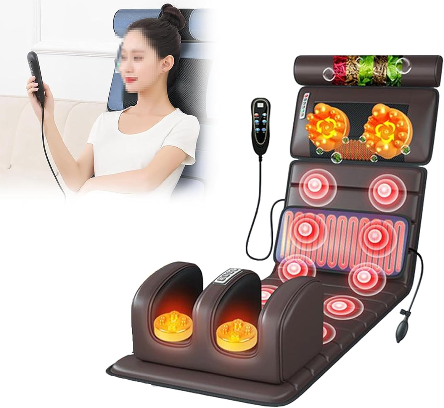 Масажер для шиї, спини, сідниць і ніг з підігрівом RETTER ReNova ZH-09YX5 ∙ Електричний масажний мат RETTER ReNova з вібрацією та інфрачервоним прогрівом