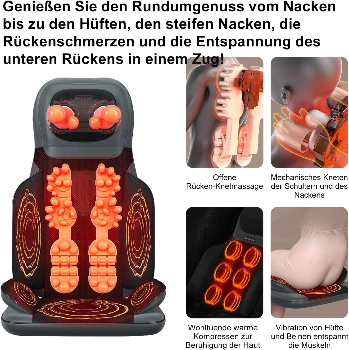 Масажна накидка Benbo AM-607E з підігрівом, 20 рівнями інтенсивності і 6 програмами - мініатюра 4