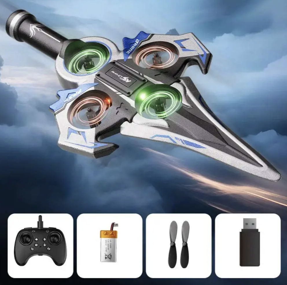 RC дрон-літак KS-199 Літаючий меч з 4 двигунами, 3 швидкостями і LED-підсвіткою - мініатюра 2