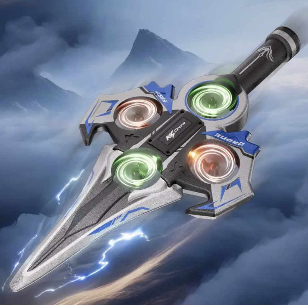 RC дрон-літак KS-199 Літаючий меч з 4 двигунами, 3 швидкостями і LED-підсвіткою - мініатюра 3