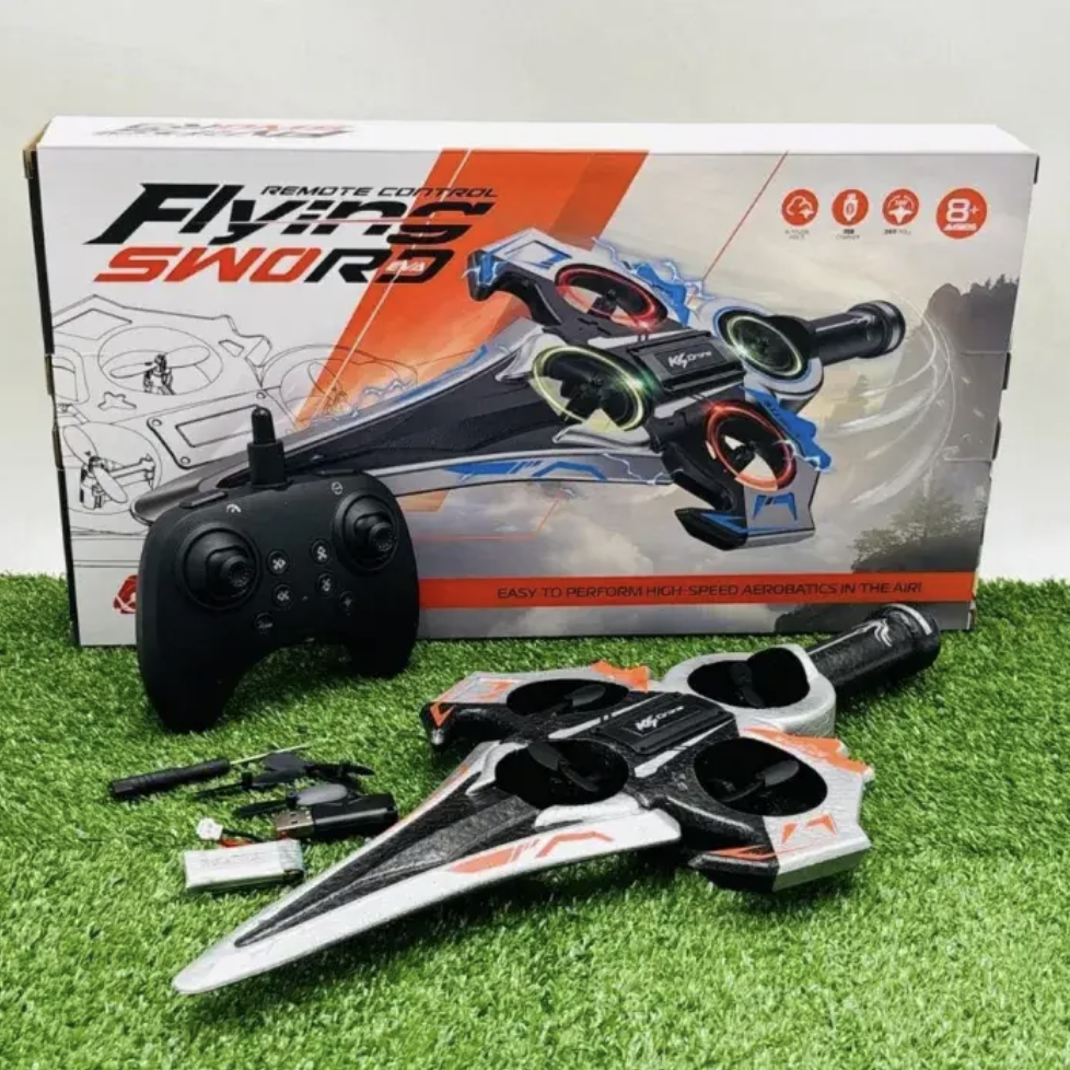 RC дрон-літак KS-199 Літаючий меч з 4 двигунами, 3 швидкостями і LED-підсвіткою - мініатюра 6