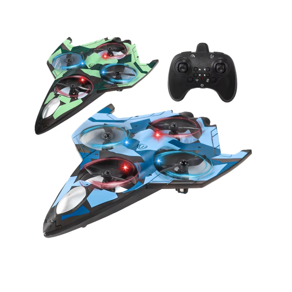 RC літак-квадрокоптер Sky Overlord YX110 з LED-підсвіткою та трюками 360° ∙ Радіокерований дрон-винищувач Sky Overlord