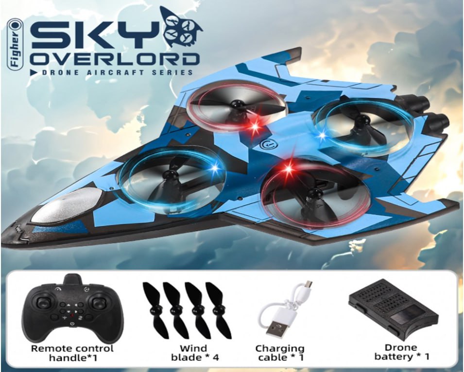RC літак-квадрокоптер Sky Overlord YX110 з LED-підсвіткою, автозльотом і трюками 360° - мініатюра 3