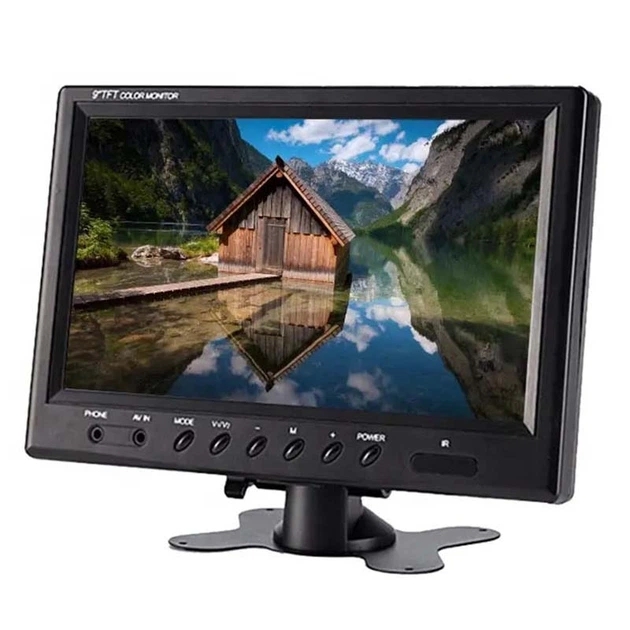 Автомобільний монітор 9 дюймів для камери заднього виду з козирком і пультом - мініатюра 2