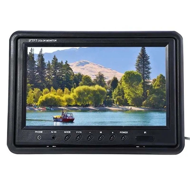 Автомобільний монітор 9 дюймів для камери заднього виду з козирком і пультом - мініатюра 4