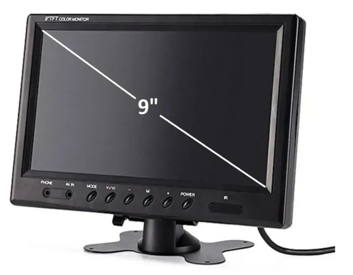 Автомобільний монітор 9 дюймів для камери заднього виду з козирком і пультом - мініатюра 6