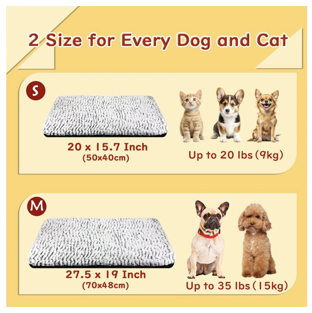 Килимок для тварин MA820 40 x 50 см зі знімним чохлом і м'яким наповнювачем - мініатюра 2