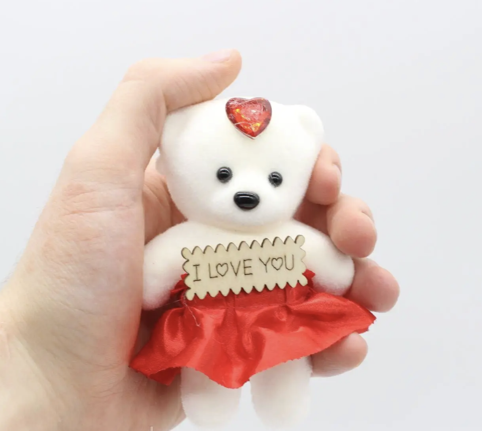 Подарунковий набір у коробці-серці з 9 мильними трояндами і ведмедиком - мініатюра 6