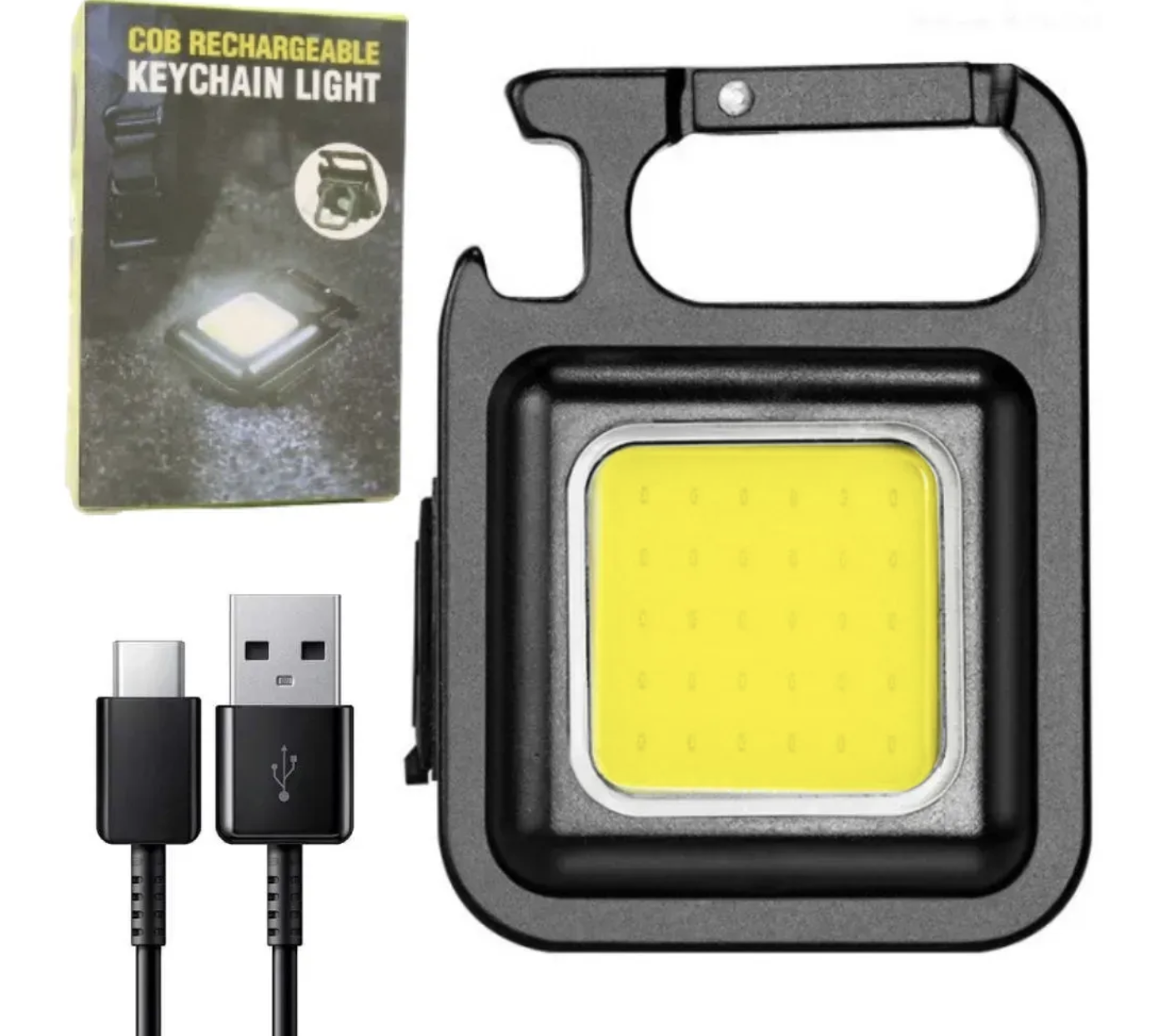 Кишеньковий ліхтар-брелок COB J031 з магнітом, карабіном і USB Type-C - мініатюра 1