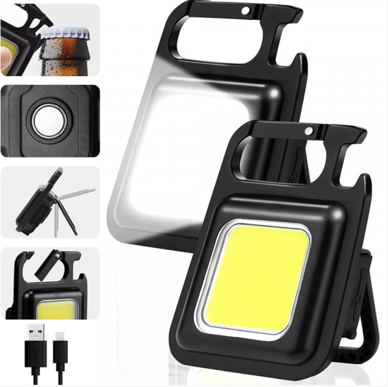 Кишеньковий ліхтар-брелок COB J031 з магнітом, карабіном і USB Type-C - мініатюра 6