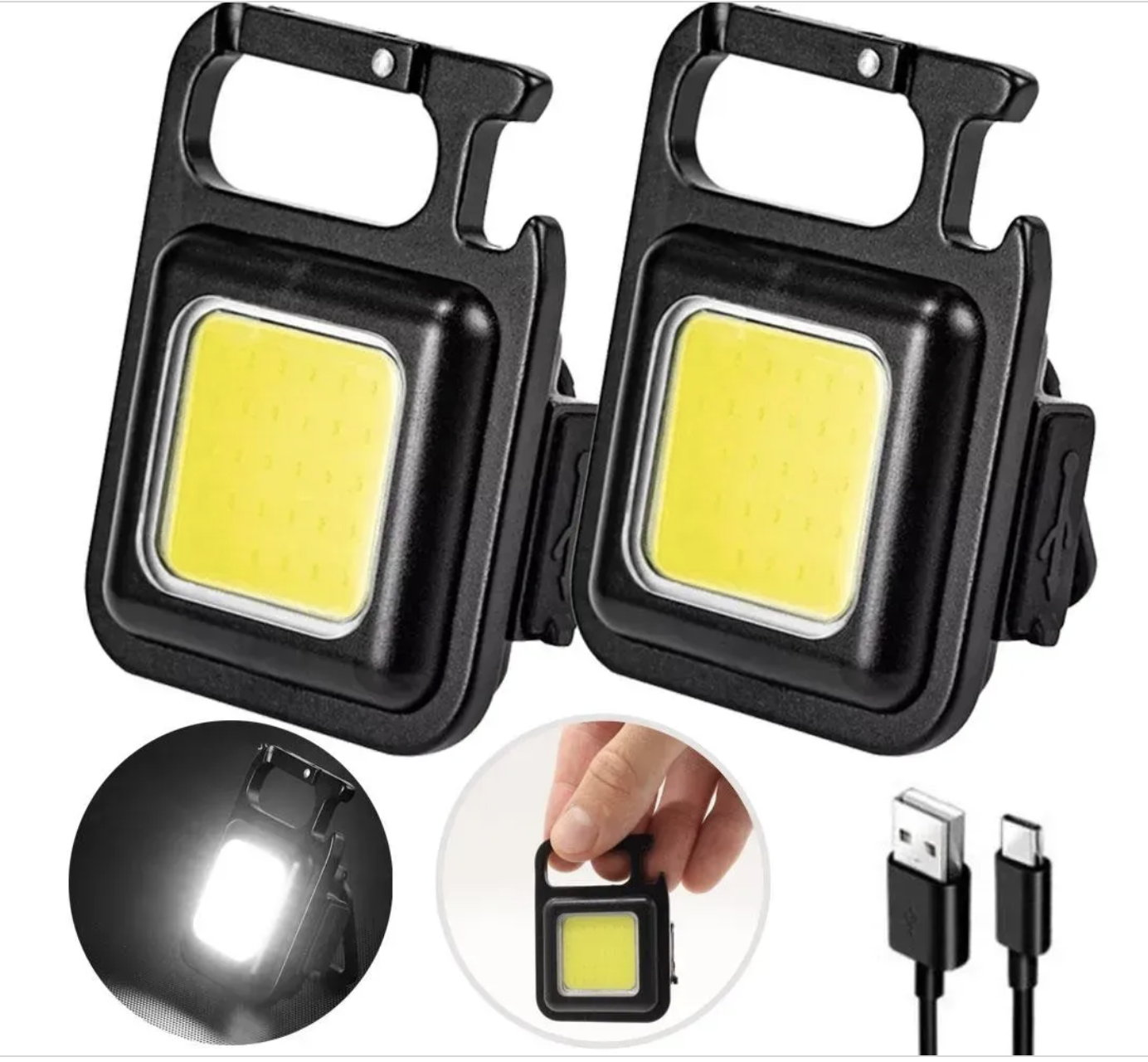 Кишеньковий ліхтар-брелок COB J031 з магнітом, карабіном і USB Type-C - мініатюра 7