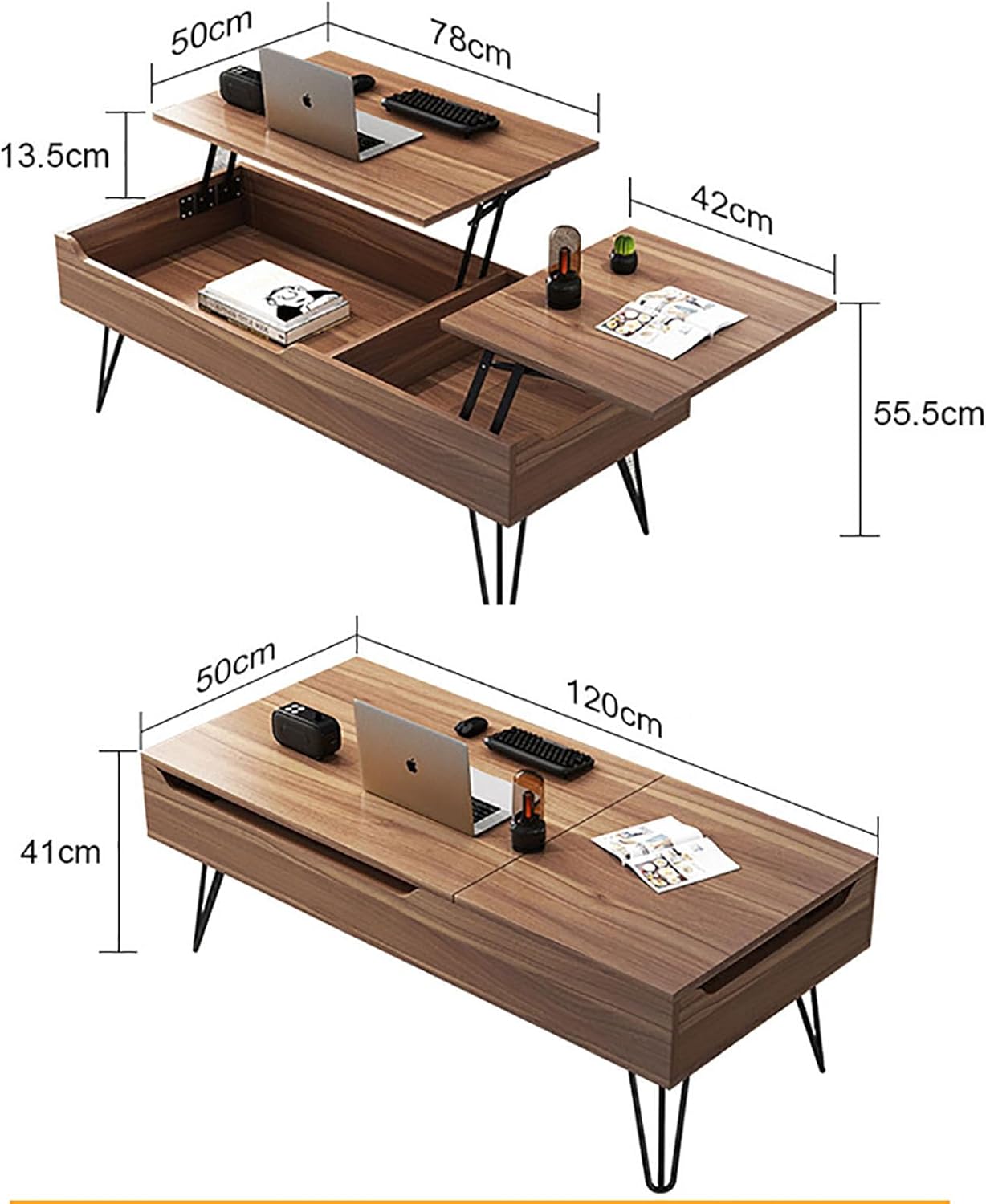 Журнальний стіл-трансформер 1932 з підйомною стільницею і прихованим відсіком - мініатюра 2